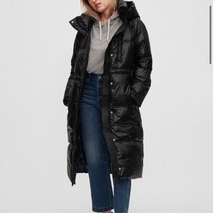 In stores now! GAP Upcycled Long Puffer Coat